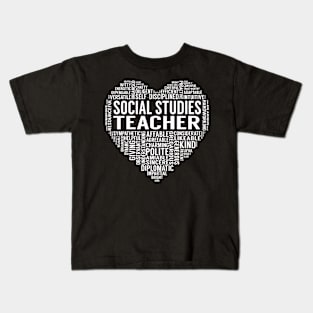 Social Studies Teacher Heart Kids T-Shirt